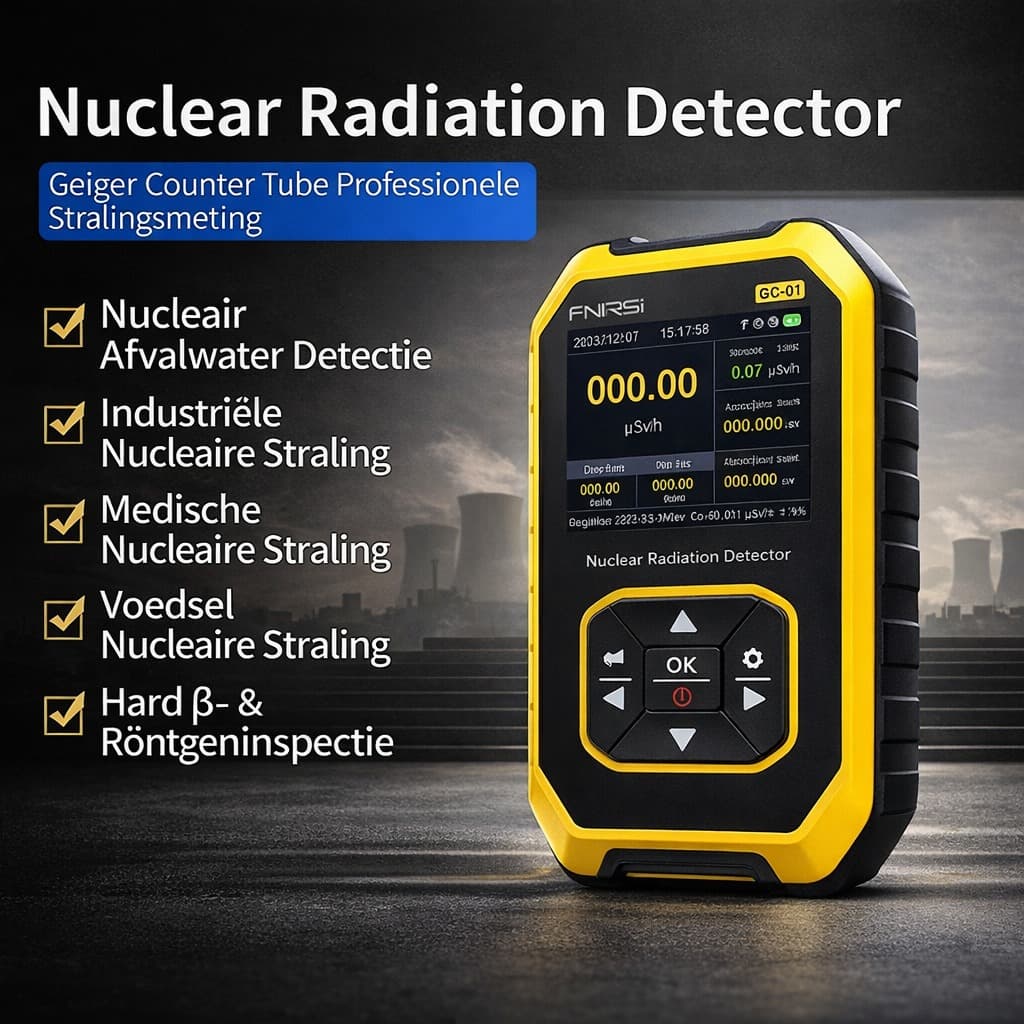 Draagbare Geigerteller Stralingsmeter & Dosimeter (Geel/Zwart) – GM Geiger-Müller Buis – Meet Beta, Gamma & X-Straling – USB-C Oplaadbaar – Data Logging & Alarm